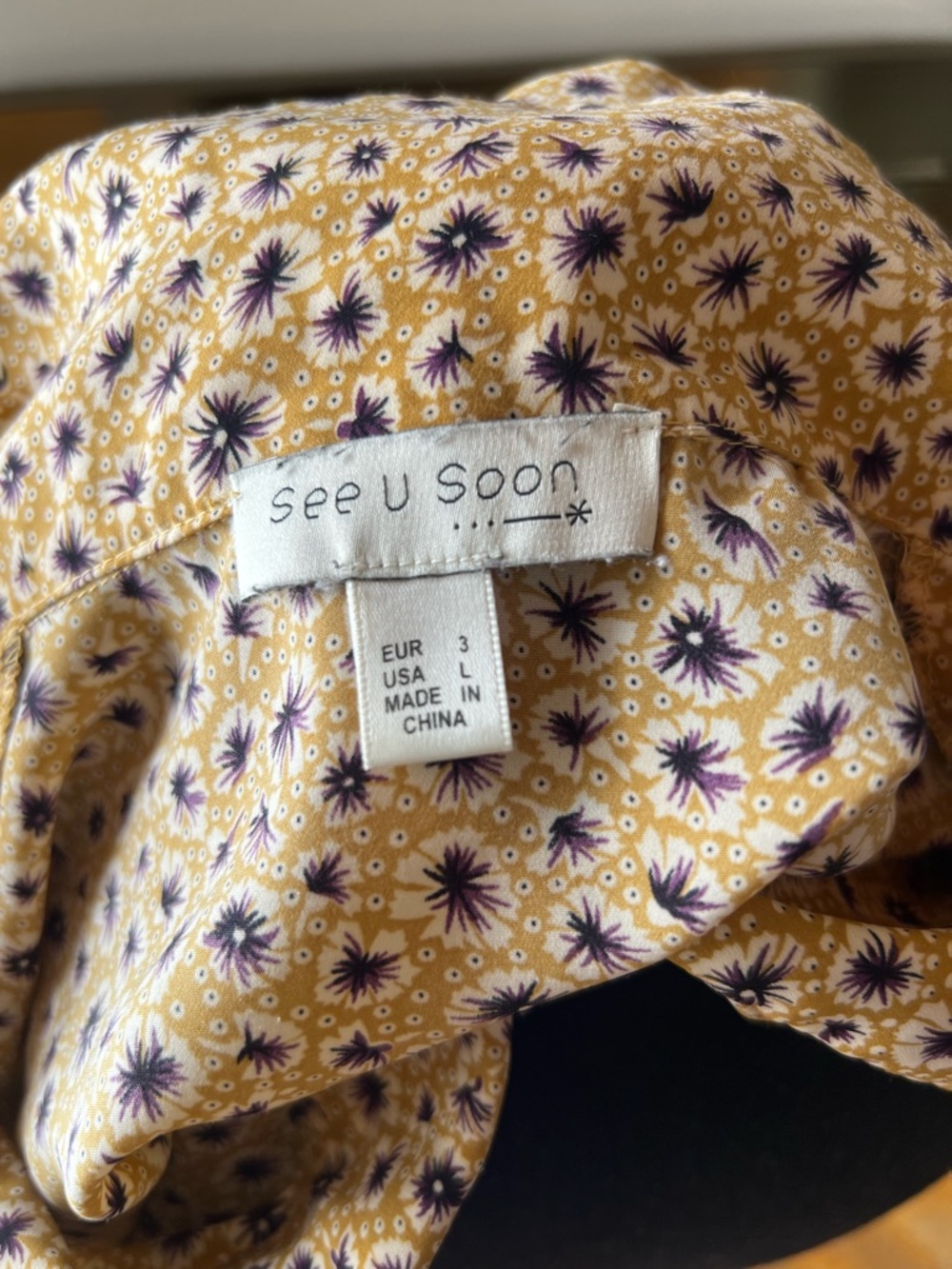 Mustard Floral Button-Front Blouse - Picture 5 of 8